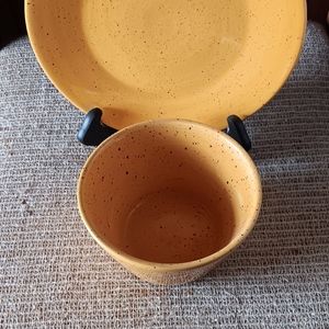 VINTAGE FALTZGRAFF GOLD NUANCE SALAD PLATE AND BOWL.